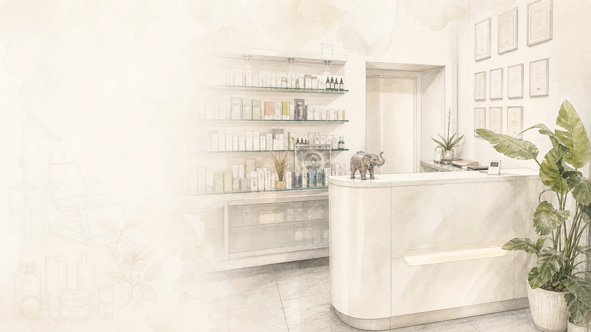 Illustration des Empfangsbereichs von Beauty Accent Kosmetik in Köln-Nippes